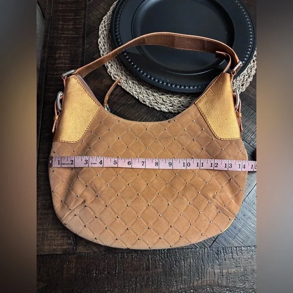 Michael Kors Shedron studded Suede Hobo Bag🧡🤩 - Picture 10 of 11